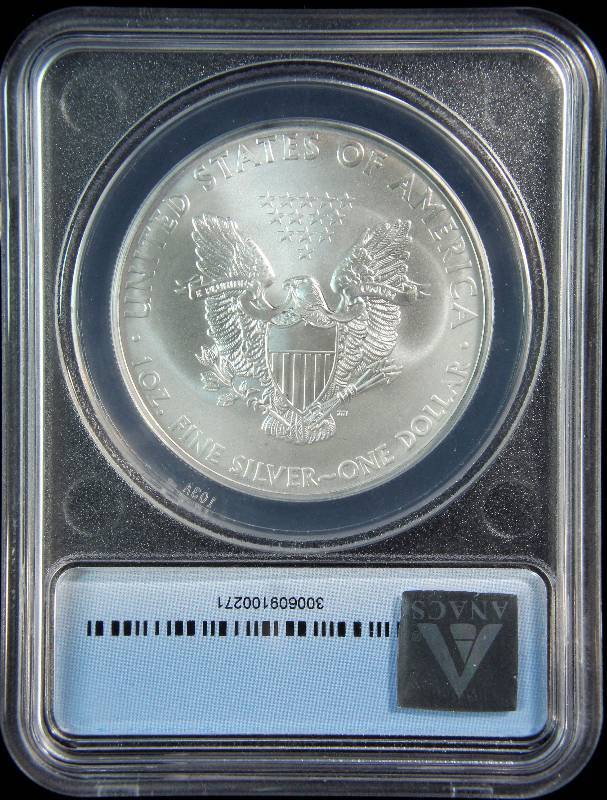 2012-S AMERICAN SILVER EAGLE 1 TROY OZ. .999 FINE SILVER ANACS MS70