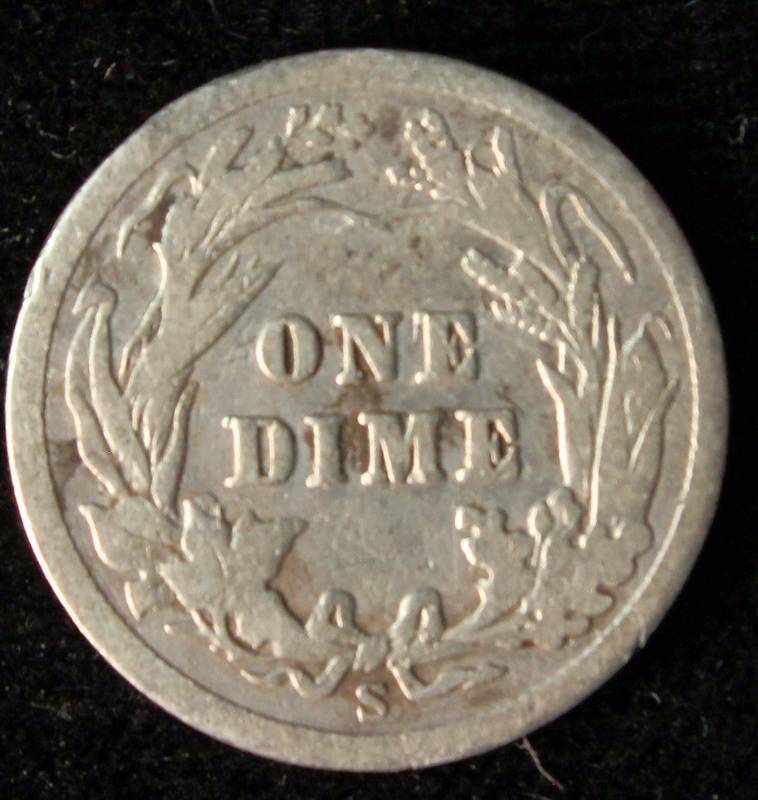1905-S BARBER SILVER DIME GOOD