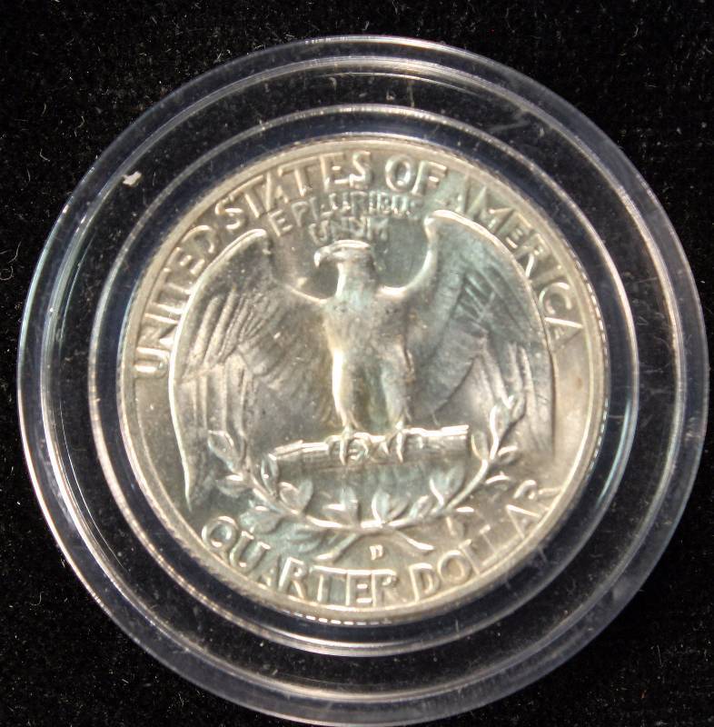 1964-D WASHINGTON SILVER QUARTER BU UNC IN AIRTITE HOLDER