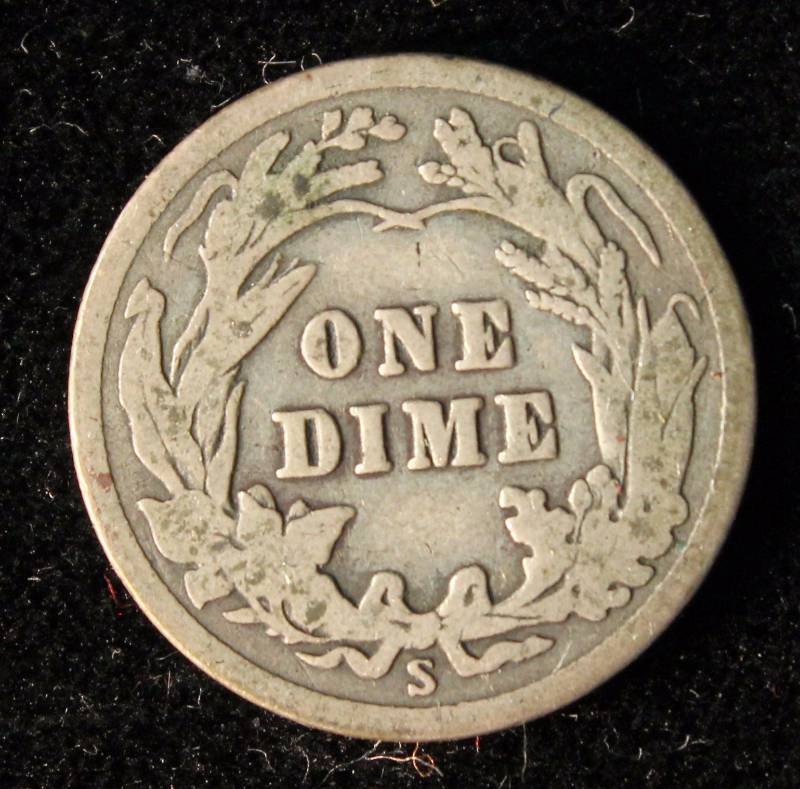 1912-S BARBER SILVER DIME GOOD