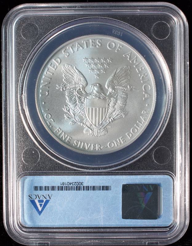 2011 AMERICAN SILVER EAGLE 1 TROY OZ. .999 FINE SILVER ANACS MS70