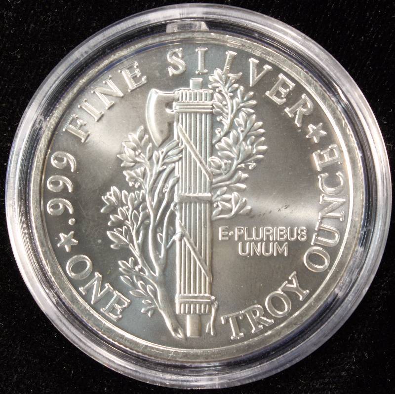 1 TROY OZ. .999 FINE SILVER MERCURY DIME STYLE IN AIRTITE HOLDER