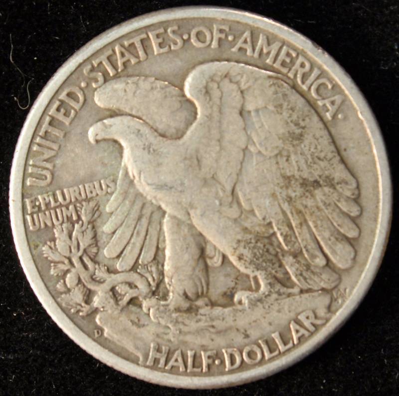 1947-D WALKING LIBERTY SILVER HALF DOLLAR FINE