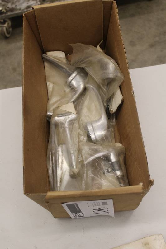lot 106 image: Lot of new in the box vintage door handles 40s era rearview mirror and rear hatch lever