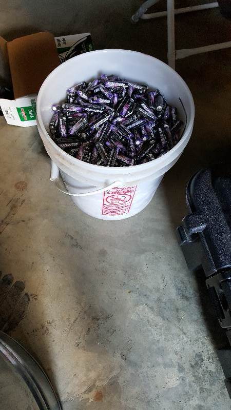 5 gallon bucket of used AA batteries