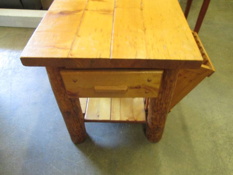 Handmade Wooden Side Table With Dra...