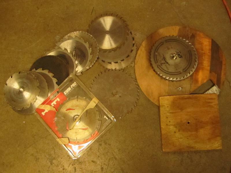 Lot of circular saw blades and hand...