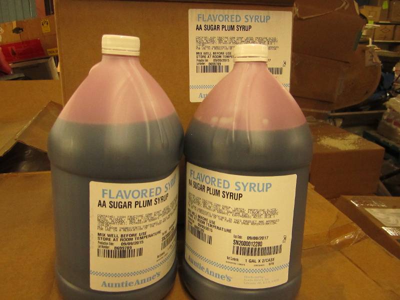 2 gallons of sugar plum syrup...
