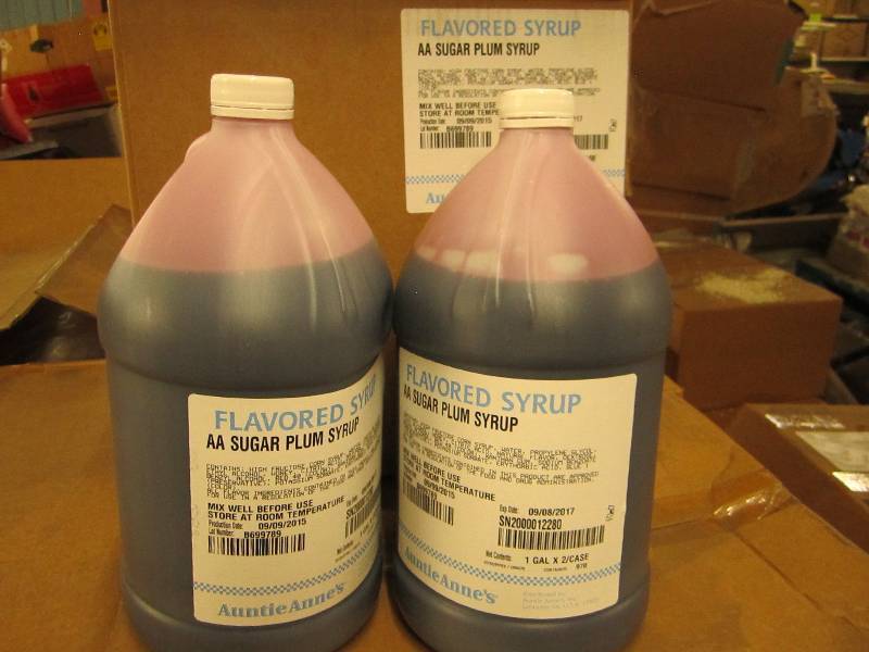 2 gallons of sugar plum syrup...