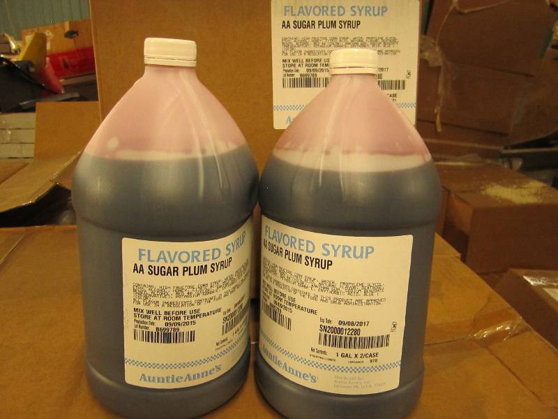 2 gallons of sugar plum syrup...