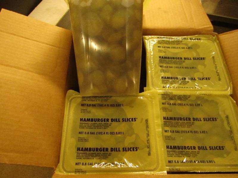 Four .8 gallon dill slice packs...