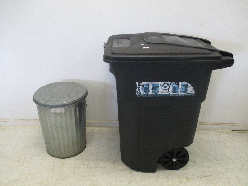 lot 8 image: Two Wheel Cart and Garbage Can