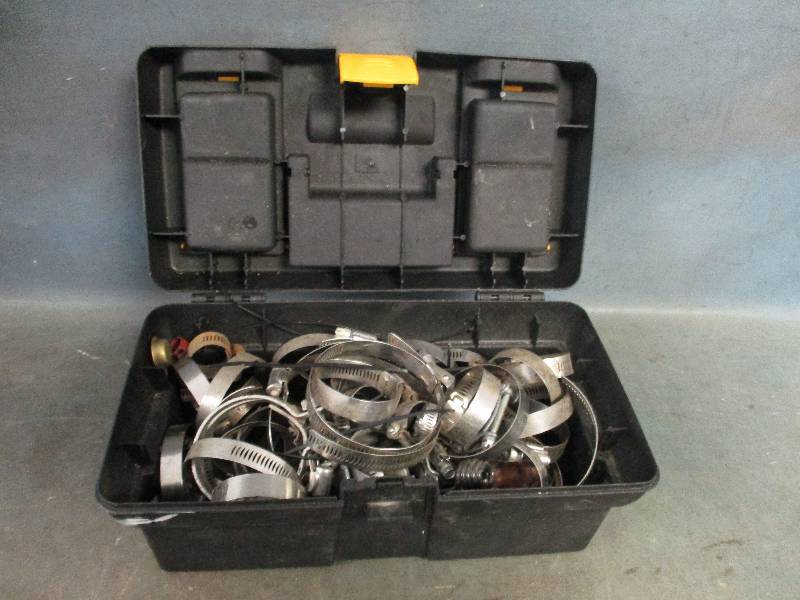 lot 64 image: Storage Box Full Of Hose Clamps