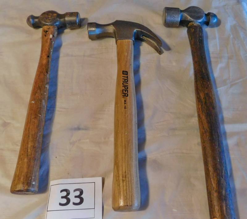 3 heavy hammers 2 are ball peen