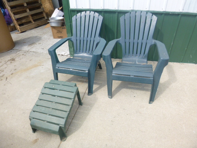 lot 52 image: 2 Adirondack Chairs with Foot Stool