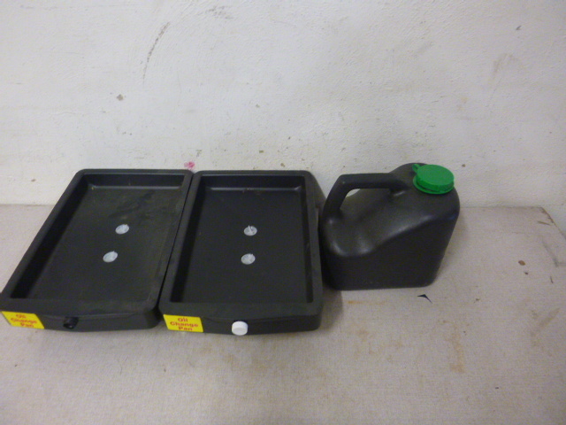 lot 135 image: 2 Oil Change Pans and Oil Jug