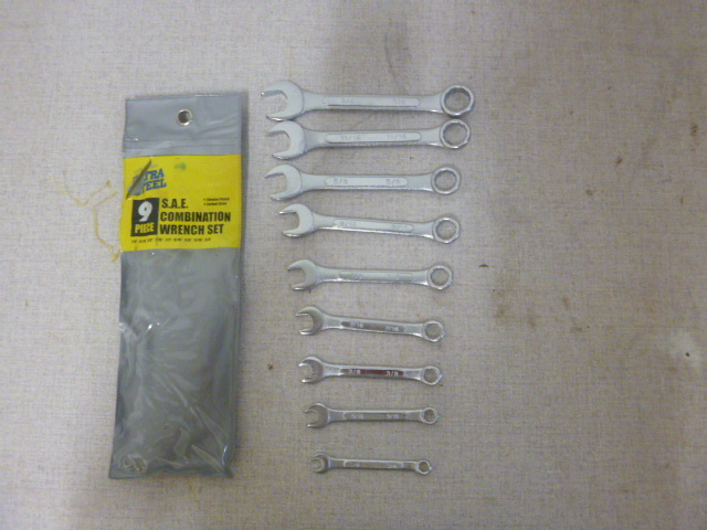 lot 308 image: Ultra Steel 9 Piece SAE Wrench Set