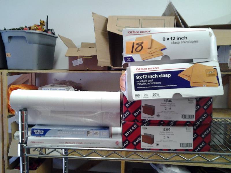 lot 18 image: Office Supplies-Envelopes, Pocket Files, Sheet Protectors, Cash RegisterCalculator Tape