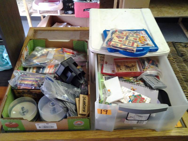lot 19 image: Plastic Drawer Organizer & Box Full Of Office & Craft Related