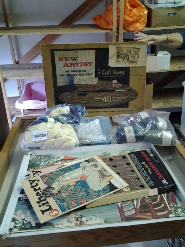lot 36 image: Tote Bin-New Wool Yarn Skeins, Paint By #s, Jewelry Beading Tray