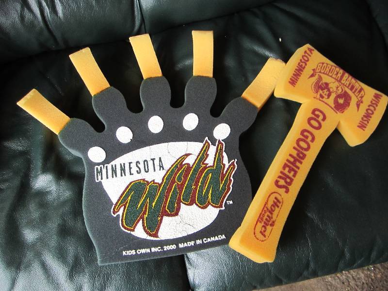 lot 44 image: Minnesota Wild and Gophers foam fan...