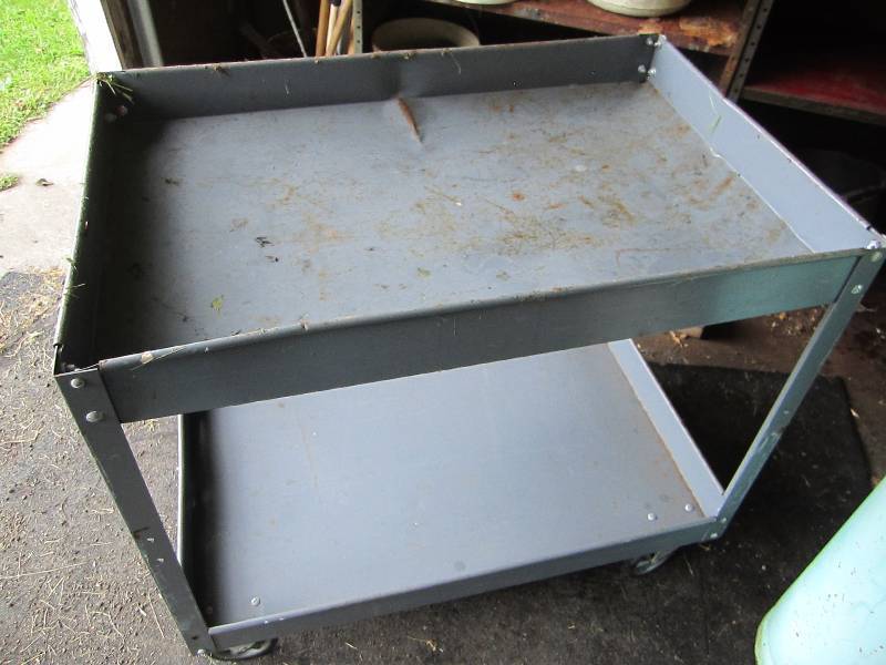 lot 177 image: Metal cart on wheels 23 x 36 top...
