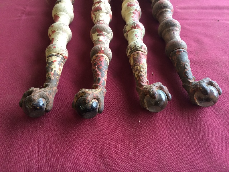Antique  Vintage wood legs   very old    lot of 4