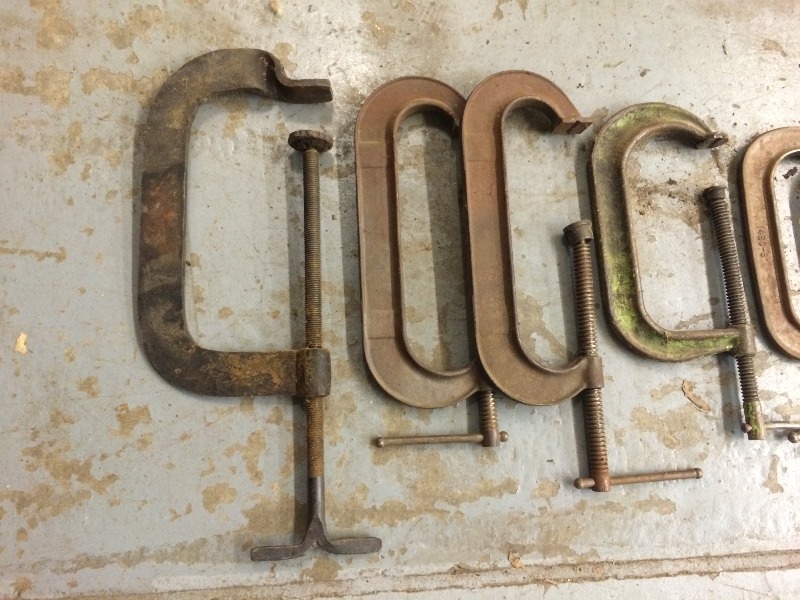 Assorted C-Clamps   12,10,9,8   lot of 6