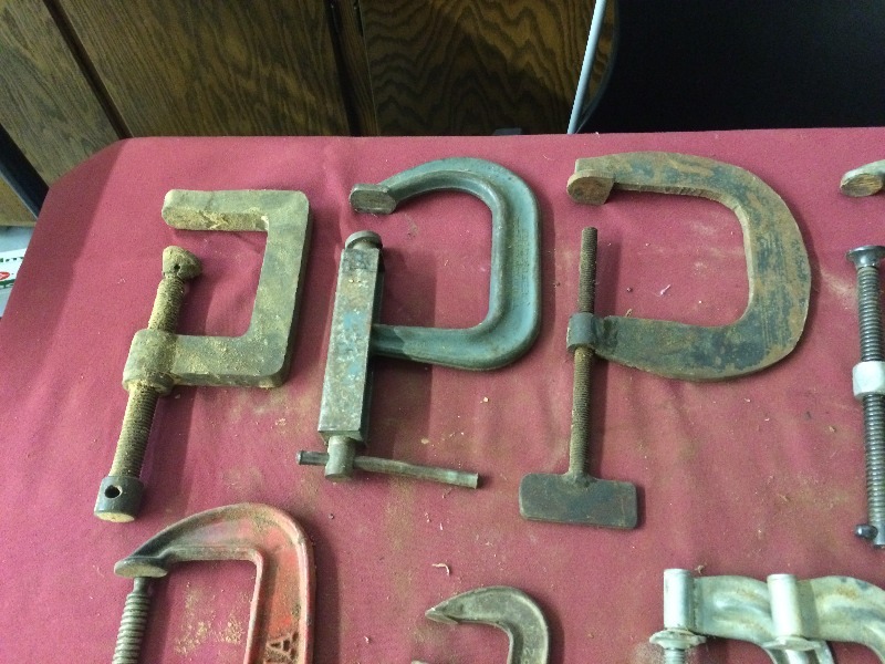 Assorted C-Clamps  some vintage   lot of 24