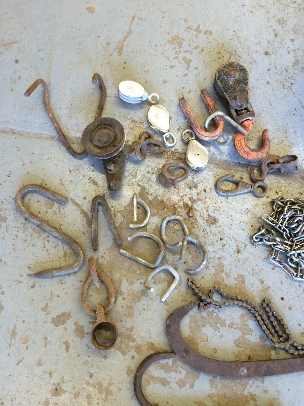 Assorted Chains, hooks, pulleys & Misc.