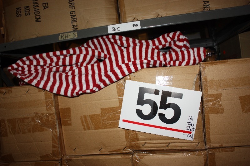 144 Red and white scarf 9-foot garland.  $1300 Retail with 2 silver bells on each end.