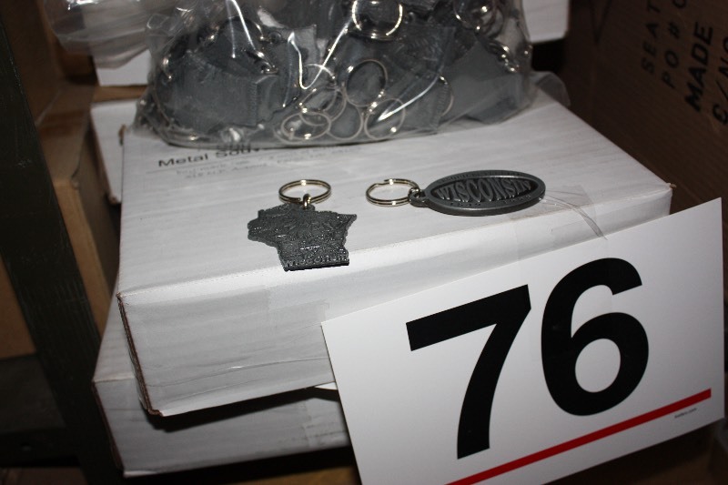 800 Wisconsin Pewter looking key fobs.  $4.95 retail x 800 pieces is $3,960 retail value.