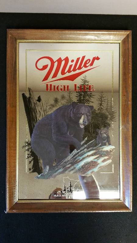 lot 50 image: Miller HIGH Life Minnesota Wildlife Series Mirror With Black Bear