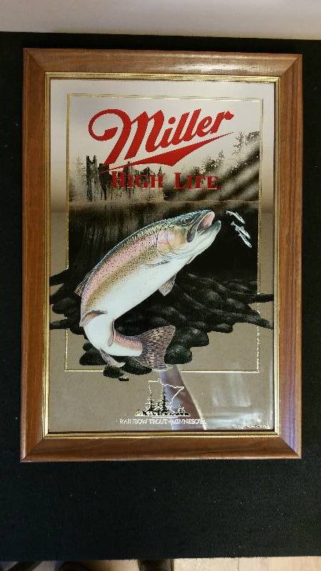 lot 53 image: Miller HIGH Life Minnesota Wildlife Series Mirror With Rainbow Trout