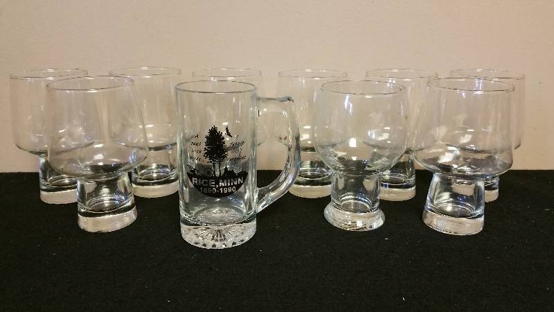 lot 79 image: Rice Minnesota Centennial Mug & Beer Glasses