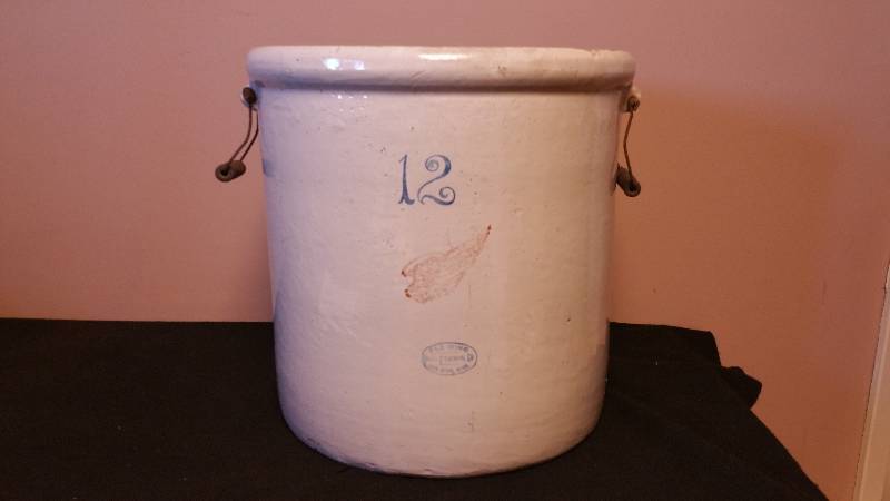 lot 1 image: 12 Gallon Red Wing Crock w Handles