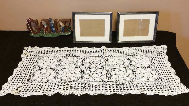 lot 37 image: Old Lace, Two Frames, Golf Desk Item