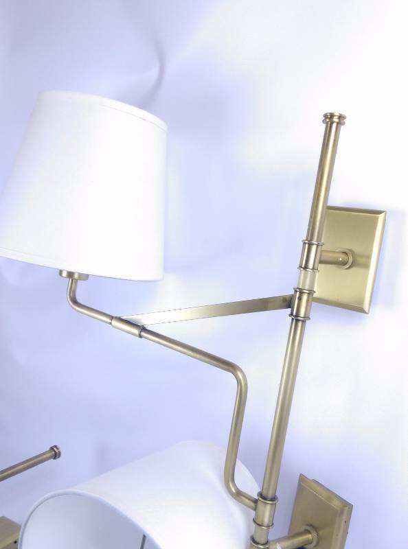 lot 57 image: Siena Vintage Wall Mount Reading Light Set of 2 Brass Hotel Collection