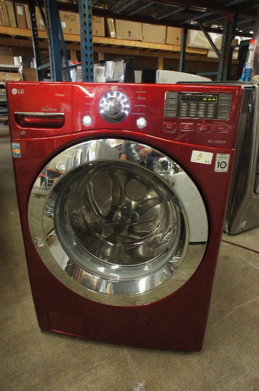 lot 8 image: NEW - LG WM3370H Steam Front-Loading Washer - 4.3 cu ft - Wild Cherry Red