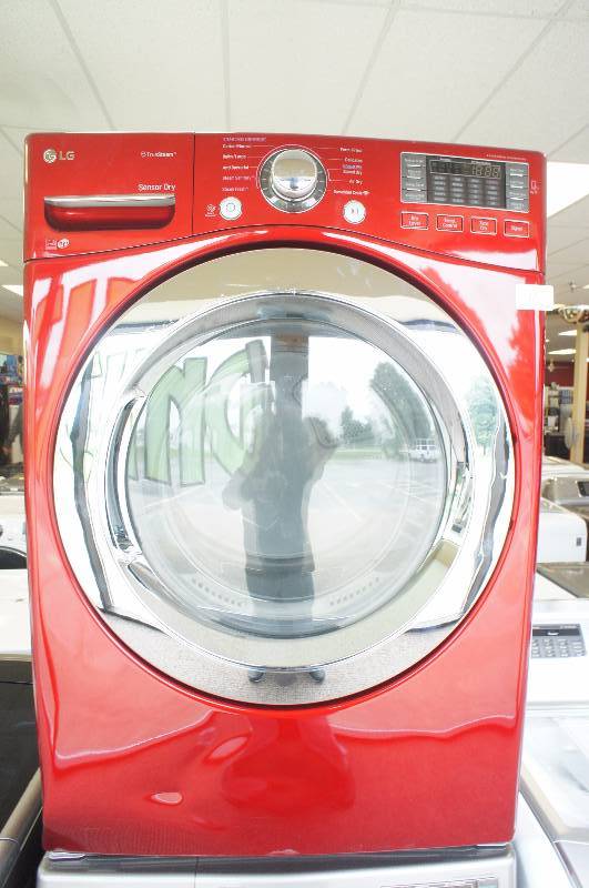 lot 11 image: LG SteamDryer DLEX3370 Front-Loading Electric Dryer - 7.4 cu ft - Wild Cherry Red