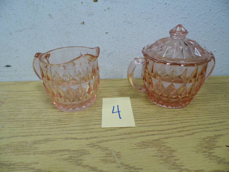 Pink Depression Glass CreamSugar