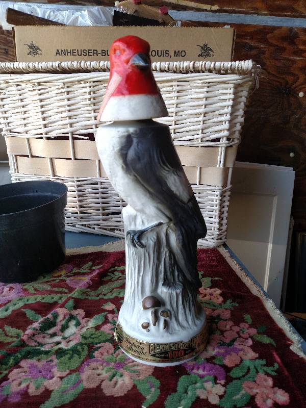 1969 Jim Beam Woodpecker Red Bird Whiskey Decanter Regal China Trophy Figurine Jim Beam