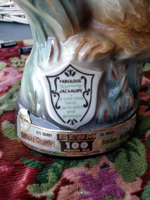 lot 8 image: 1971 Fabulous Wyoming Jackalope Jim Beam Decanter (Empty) Regal China