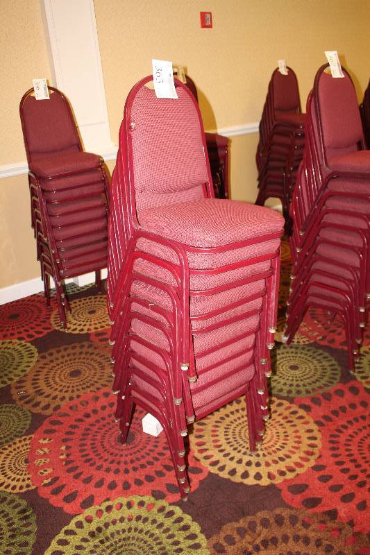 lot 365 image: Lot of (10) Stacking Red Fabric Conference Chairs