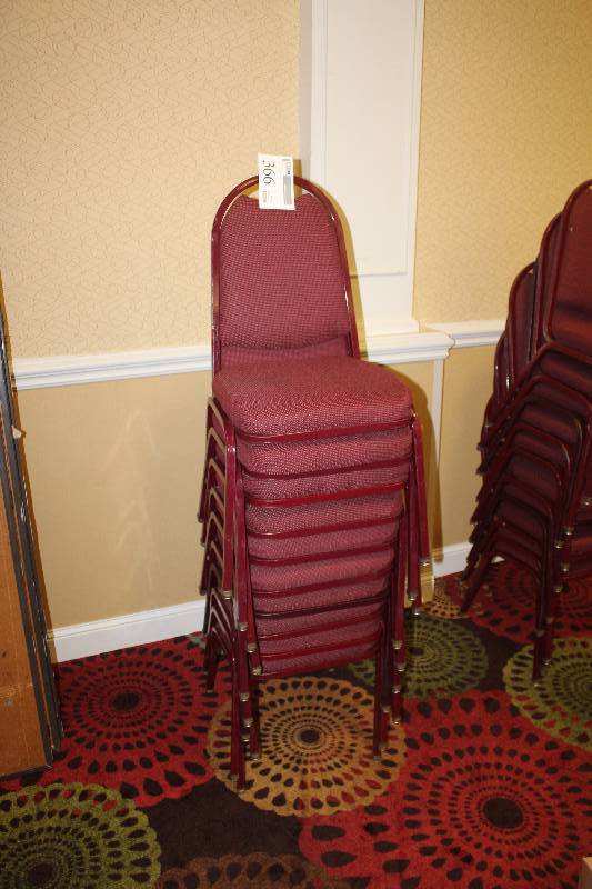 lot 366 image: Lot of (10) Stacking Red Fabric Conference Chairs