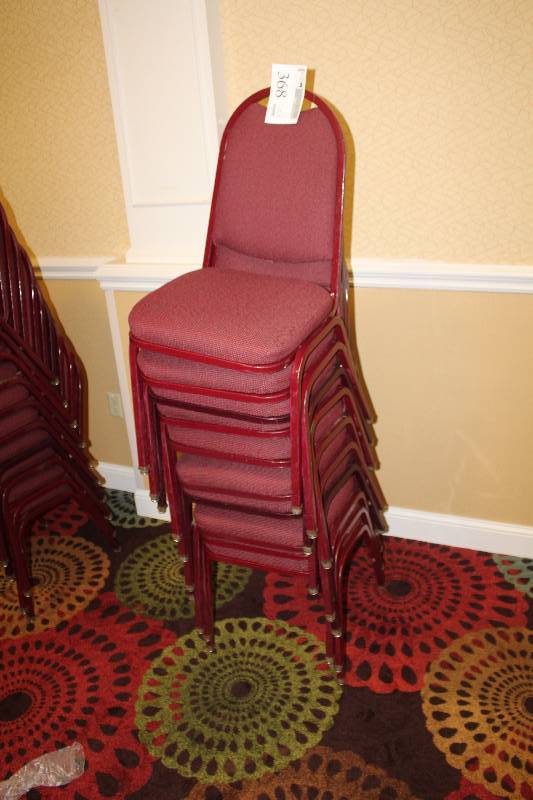 lot 368 image: Lot of (10) Stacking Red Fabric Conference Chairs