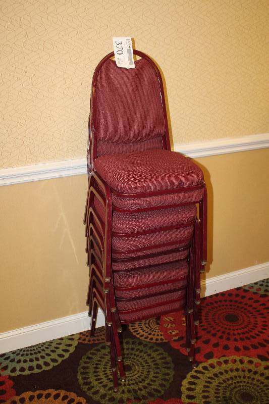 lot 370 image: Lot of (10) Stacking Red Fabric Conference Chairs