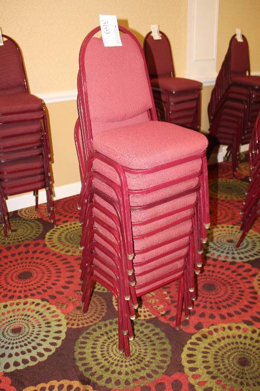 lot 369 image: Lot of (10) Stacking Red Fabric Conference Chairs