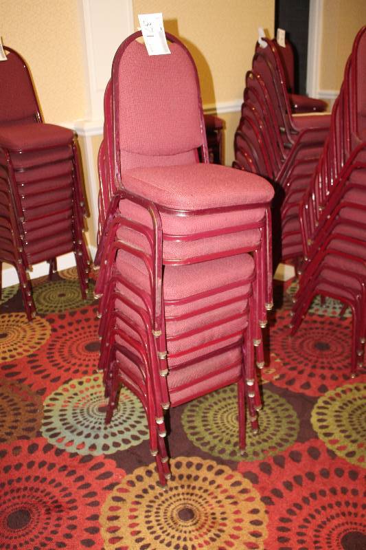 lot 371 image: Lot of (10) Stacking Red Fabric Conference Chairs