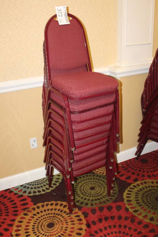 lot 372 image: Lot of (10) Stacking Red Fabric Conference Chairs